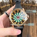 Replica Roger Dubuis Knights Round Table Excalibur Watch Green Dial Black Leather Starp